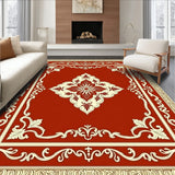 Elegant Floral Damask Traditional Artistic Decorative Flooring(Red)