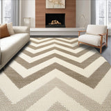 Ultra Soft Area Rug, Non Slip, Stain Resistant, Washable Area Rugs for Living Room, Bedroom, Contemporary Chevron Wool Rug for Minimal Decor(Beige)
