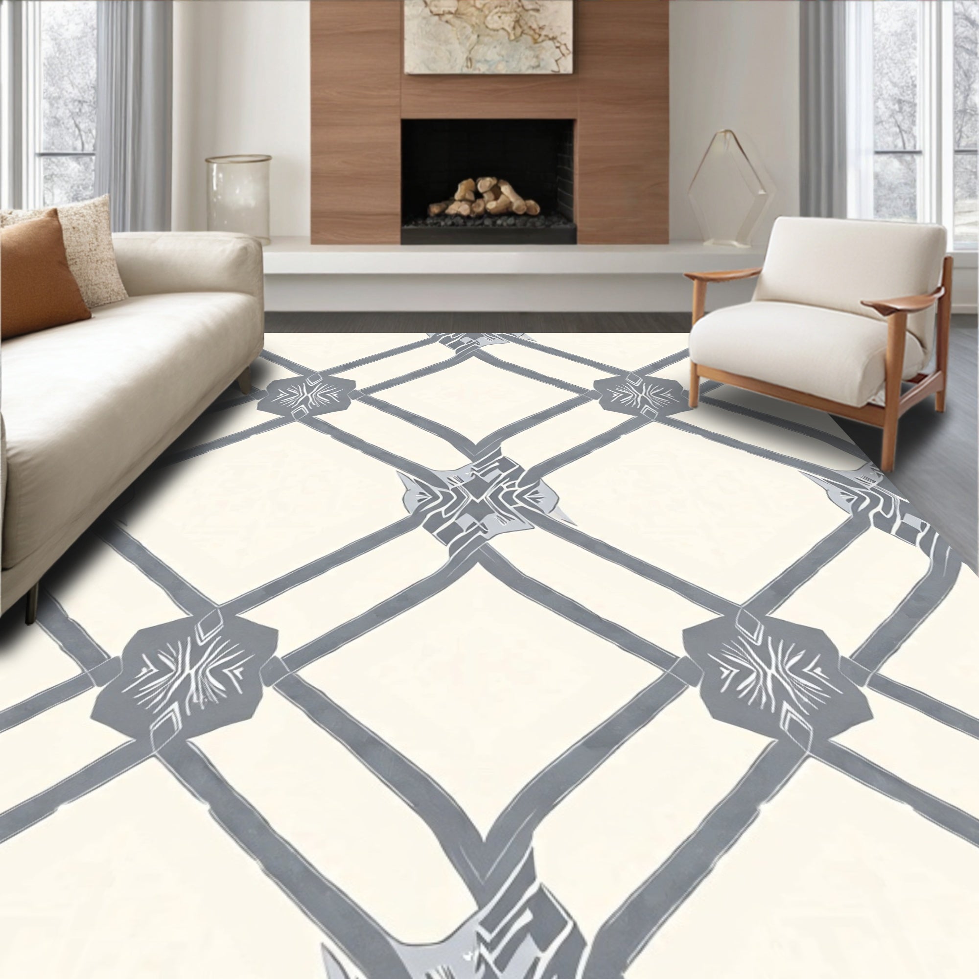 Nordic Lattice Dream Interlocking Minimalist Design (White) - ODIKA