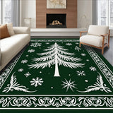 Festive Pine Tree Snowflake Half Moon Doormat Non Slip Holiday(Green)