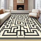 Art Deco Inspired Area Showcasing Elegant Maze and Lattice Graphics(Beige)