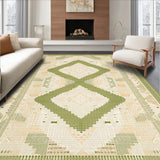 Patio Backyard Easy Cleaning Beige Sage Green Diamond Area(Beige)