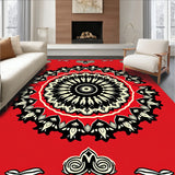 Burst Medallion Ornate Boho Chic Statement Floor Art (Red)