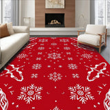 Festive Snowflake Winter Wonderland Accent Doormat Holiday Celebration(Red)