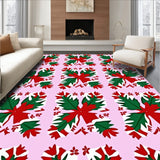 Festive Nordic Snowflake Mosaic with Cheerful Holly Leaf Highlights(Red)