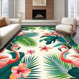Tropical Flamingo Green Palm Leaves with Vibrant Jungle Flora Motif(Pink)