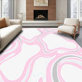 Swirled Marble Tie Dyed Abstract Watercolor Style Floor Covering (Pink)