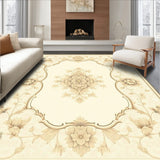 Ethereal Scallop Floral Medallion – Beige with Flowing Design(Beige)