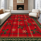 Vintage Plaid Tartan Inspired Design with Holly Leaf Details(Red)