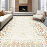 Abstract Horizon Diamond Area in Beige and Ivory Tones(Beige)