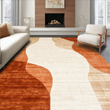 Earthen Terracotta Beige Abstract Swirls Area(Beige)