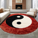 Ultra Soft Area Rug, Non Slip, Stain Resistant, Washable Area Rugs for Living Room, Bedroom, yin yang circle rug(Red)