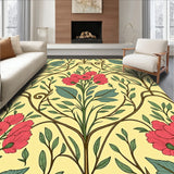 Victorian Garden Trellis Print with Flourishing Wildflowers(Yellow)