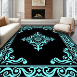 Celestial Medallion with Ornate Floral Motifs and Intricate Scrollwork (Black)