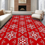 Festive Snowflake Wonderland Elegant Contemporary Decorative Flooring(Red)