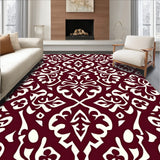 Modern Interlocking Trellis with Abstract Floral Motifs and Fine Detailing(Burgundy)
