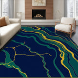 Luxurious Veined Stone with Metallic Accents Contemporary Design(Blue)