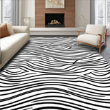 Modern Striped Wave Abstract Contemporary Art (Black)