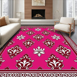 Classic Damask With Filigree Border And Stylized Leaf(Pink)