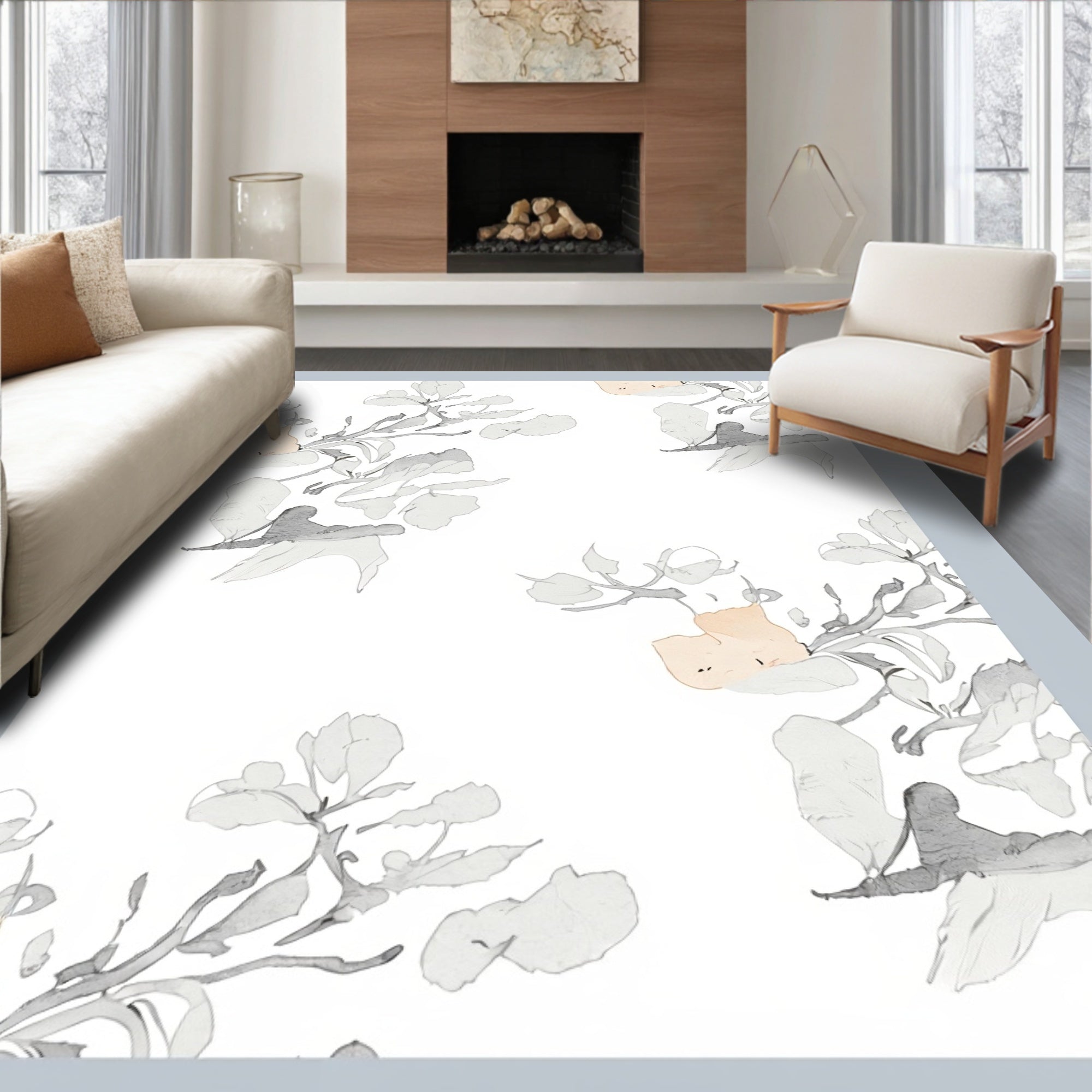 Zen Brushstroke Watercolor Inspired Artistic Japanese (White) - ODIKA