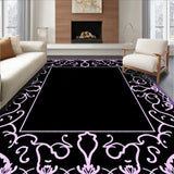 Ornate Baroque Inspired Scrollwork with Lavender and Silver Highlights(Black)