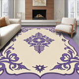 Celestial Medallion Motif with Botanical Scrollwork Accents(Purple)