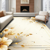 Beige Floral Accent Bath Non Slip Shower(Ivory)