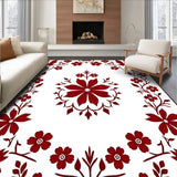 Floral Botanical Shag Featuring Garden Inspired Petal Motifs (Red)