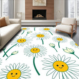 Smiling Daisy Chain Whimsical Folk Art Inspired Floor Covering (Yellow)