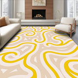Modern Interlocking Maze Abstract With Subtle Brushstroke Motifs(Yellow)