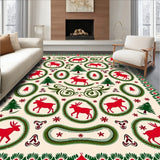 Festive Fir Tree and Leaping Deer Interlocking Motif Design(Red)