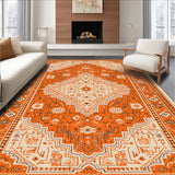 Ultra Soft Area Rug, Non Slip, Stain Resistant, Washable Area Rugs for Living Room, Bedroom, Boho Low Pile(Orange)