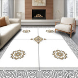 Tile Inspired Pile with Intricate Motifs (Beige)