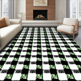 Welcome ish Checkered Plaid Entry with Bold Contrast Stripes(Black)