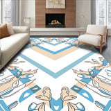 Elegant Boho Chevron With Subtle Abstract Floral Accents (Blue) - ODIKA