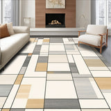 Urban Grid Beige Geometric Abstract(Beige)