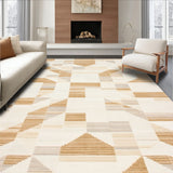 Geometric Abstract Shaped Beige Cream Non Shedding Pet Friendly Area(Beige)