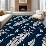 Feather Plume Motif Entryway Floor Covering (Blue)