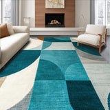 Ultra Soft Area Rug, Non Slip, Stain Resistant, Washable Area Rugs for Living Room, Bedroom, Abstract Brown and Teal Dining Room Accent Carpet(Blue)