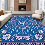 Enchanted Garden Floral Tapestry With Interwoven Botanical Motifs(Blue)