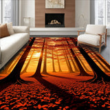 Enchanted Woodland Sunrise Tapestry With Autumnal Foliage(Orange)