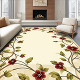 Artisan Geo Flora Area with Rich Burgundy Olive and Beige Accents(Beige)