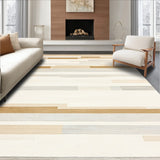 Abstract Beige Stripe Area Contemporary Linear Design(Beige)