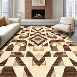 Brown Beige Area Geometric Modern Design(Beige)