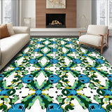 Botanical Vine Trellis Decorative Floor Covering (Blue) - ODIKA