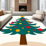 Christmas Tree Doormat with Topper and Ornament Details(Green)