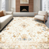 Elegant Distressed Area Featuring Beige Floral and Abstract Symmetry(Beige)