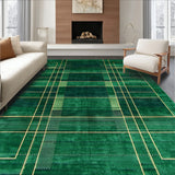 Elegant Emerald Green and Gold Abstract Area with Bold Shapes(Green)