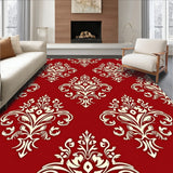 Classic Damask Flourish with Botanical Motifs(Red)