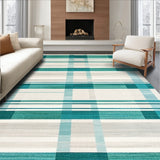 Artistic Irregular Plaid with Blue Green and Light Beige Contrasts(Beige)
